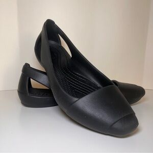 CROCS Women's Classic Black Sienna Slip On Loafers Ballet Flats Shoes